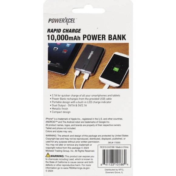 POWERXCEL Power Bank 10000mAh Dual Output Portable Lightweight 2X Faster & Slim - Picture 2 of 3
